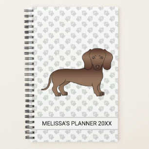 Schokolade Kurze Haare Dackel Cartoon Dog & Text Planer