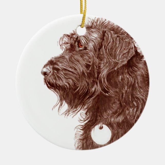 Schokolade Labradoodle Keramikornament (Vorne)