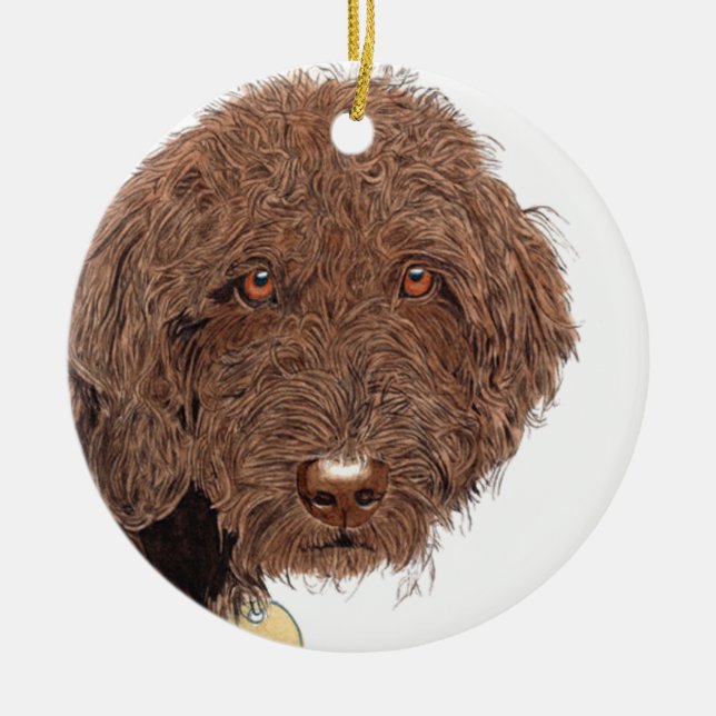 Schokolade Labradoodle Keramikornament (Vorne)