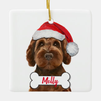Schokolade Labradoodle / Schokolade Goldendoodle C Keramikornament