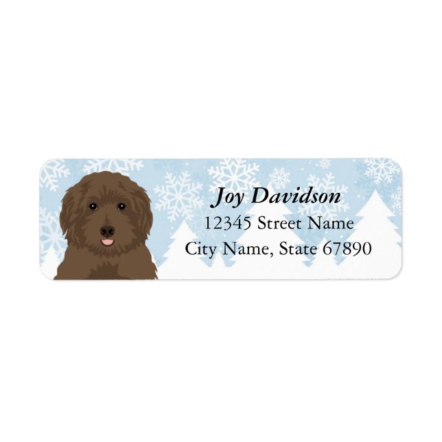 Schokolade Labradoodle Winter Address Labels (Vorne)