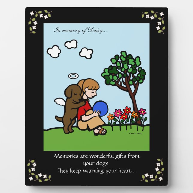 Schokolade Labrador Angel mit Liebe Memorial Fotoplatte (Vorderseite)