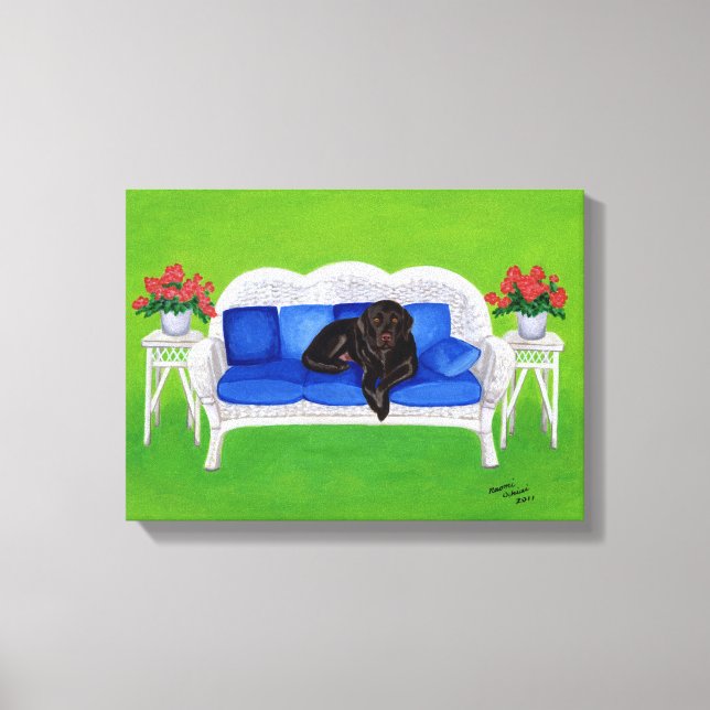 Schokolade Labrador auf dem Couchwerk Leinwanddruck (Vorderseite)