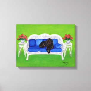 Schokolade Labrador auf der Couch-Grafik Leinwanddruck