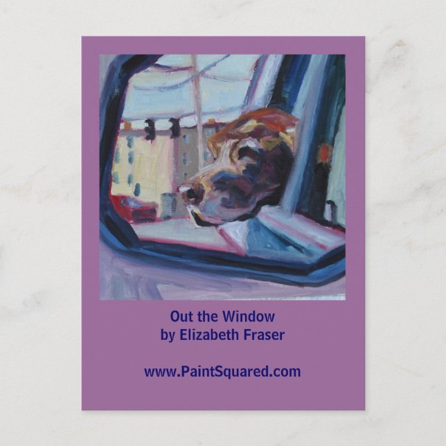 Schokolade Labrador ・ Aus dem Fenster heraus ・ Pos Postkarte (Vorderseite)