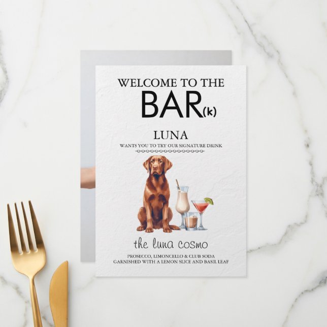 Schokolade Labrador Bar Menükarte (Vorderseite/Rückseite Beispiel)