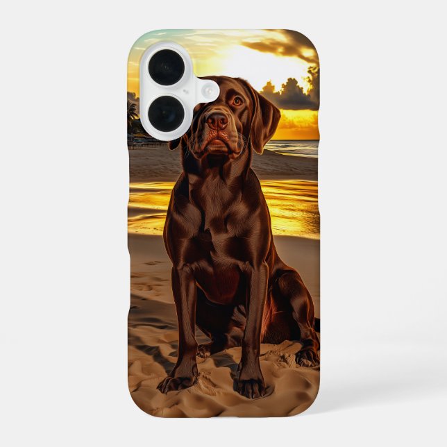 Schokolade Labrador bei Sunset iPhone 16 Hülle (Rückseite)