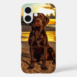 Schokolade Labrador bei Sunset iPhone 16 Hülle