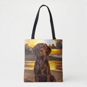 Schokolade Labrador bei Sunset Tasche