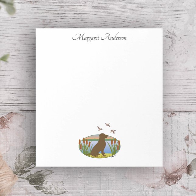 Schokolade Labrador Bird Dog Sunset Notizblock (Chocolate Labrador Bird Dog Sunset Design Notepad for Labrador Owners.  Labrador Silhouette Design.)