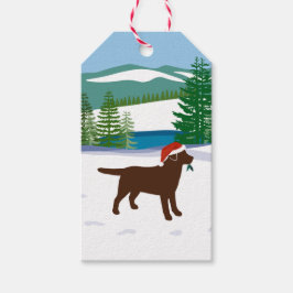 Schokolade Labrador Christmas Evergreen Weihnachts Geschenkanhänger