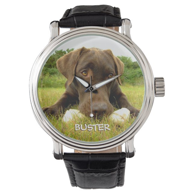 Schokolade Labrador Custom Armbanduhr (Vorderseite)