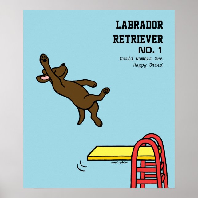 Schokolade Labrador Diving Cartoon Poster (Vorne)