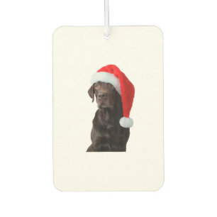 Schokolade Labrador Dog Portrait Weihnachtsmannmüt Autolufterfrischer