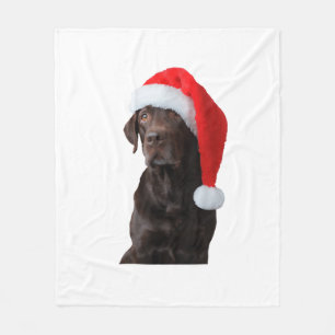 Schokolade Labrador Dog Portrait Weihnachtsmannmüt Fleecedecke