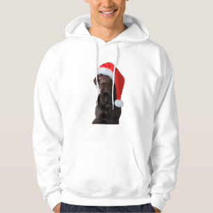 Schokolade Labrador Dog Portrait Weihnachtsmannmüt Hoodie