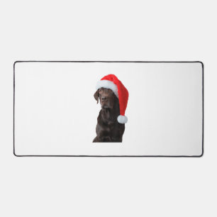Schokolade Labrador Dog Portrait Weihnachtsmannmüt Schreibtischunterlage