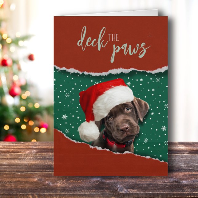 Schokolade Labrador Festival Weihnachtsmannmütze H (Deck the Paws is the perfect card to send your dog lover friends and family this Holiday season!)
