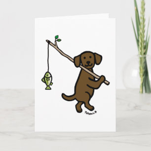 Schokolade Labrador Fishing Cartoon Karte