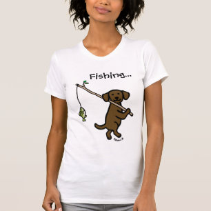 Schokolade Labrador Fishing Cartoon T-Shirt