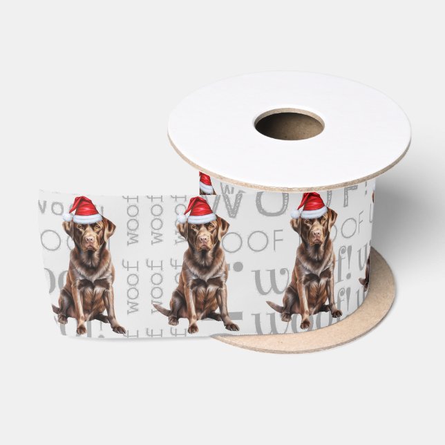 Schokolade Labrador Funny Santa Dog Weihnachten Satinband (Spule)