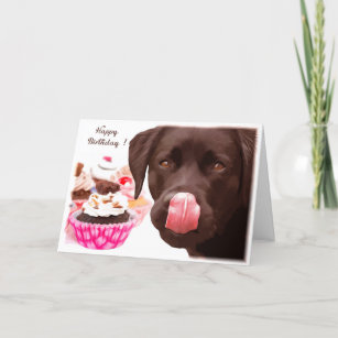 Schokolade Labrador Geburtstagskarte - Hundekuchen Karte