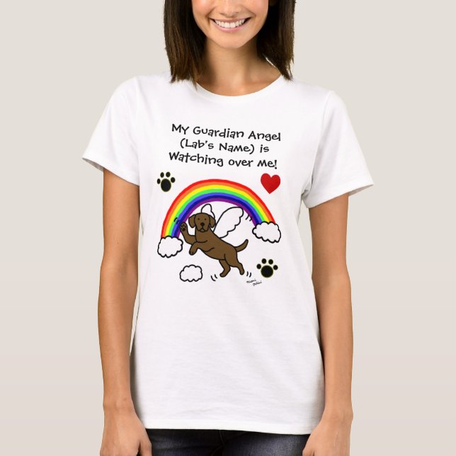 Schokolade Labrador Guardian Angel (Rainbow Bridge T-Shirt (Vorderseite)
