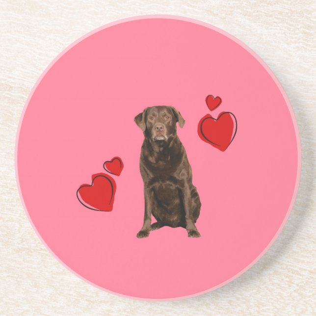 Schokolade Labrador Happy Valentinstag Getränkeuntersetzer (Vorne)