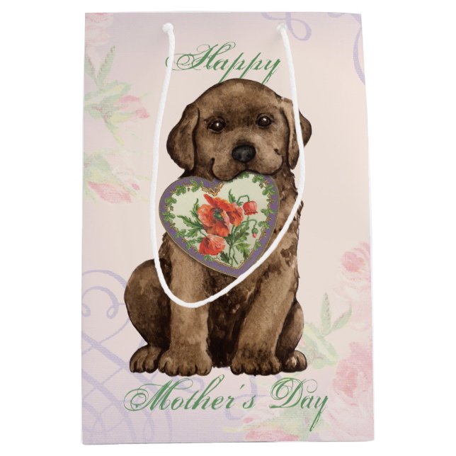 Schokolade Labrador Herz Mama Mittlere Geschenktüte (Vorderseite)