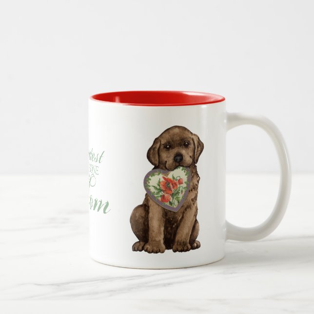 Schokolade Labrador Herz Mama Zweifarbige Tasse (Rechts)