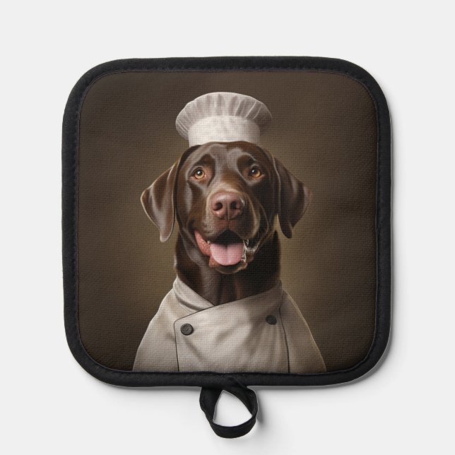 Schokolade Labrador Hund Koch Topflappen (Vorderseite)