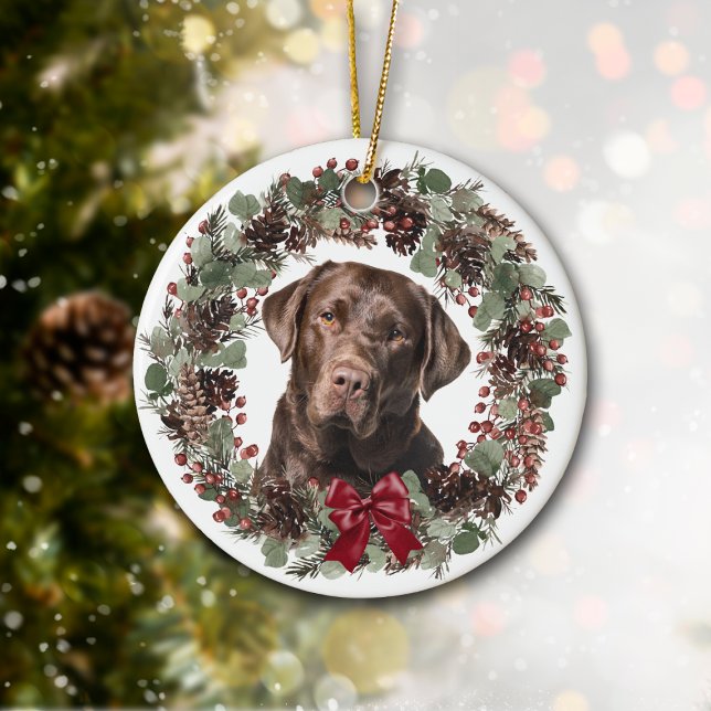 Schokolade Labrador Hund Pinecone Personalisiert Keramik Ornament (Von Creator hochgeladen)
