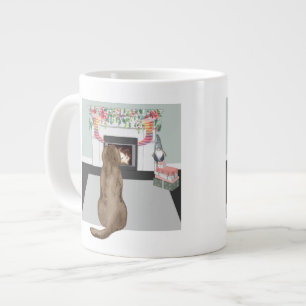 Schokolade Labrador Hund Weihnachtsfeuerplatz Szen Jumbo-Tasse