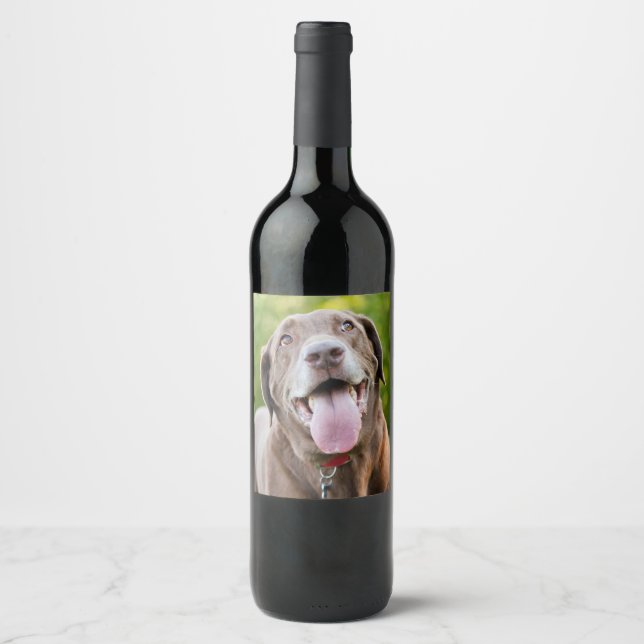 Schokolade Labrador Hund Weinetikett (Vorderseite)