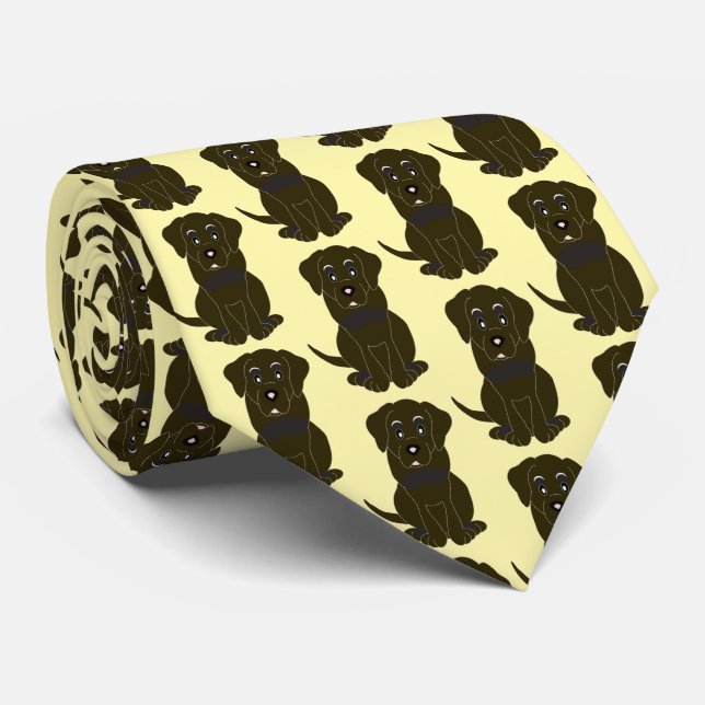 Schokolade-Labrador-Hunddesign Krawatte (Gerollt)