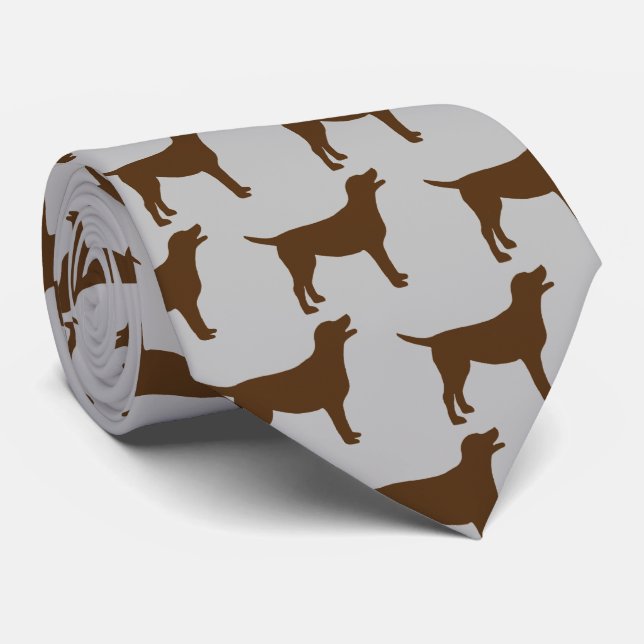 Schokolade Labrador Hunde Silhouette Krawatte (Gerollt)