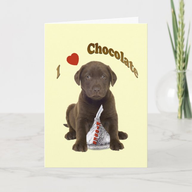 Schokolade Labrador - I Liebe Chocolate Kisses Karte (Vorderseite)