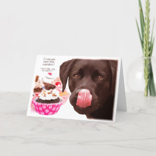 Schokolade Labrador I Liebe You Card - Cupcake Car Karte