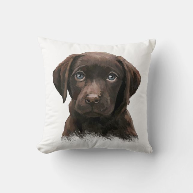 Schokolade Labrador Kissen (Vorderseite)