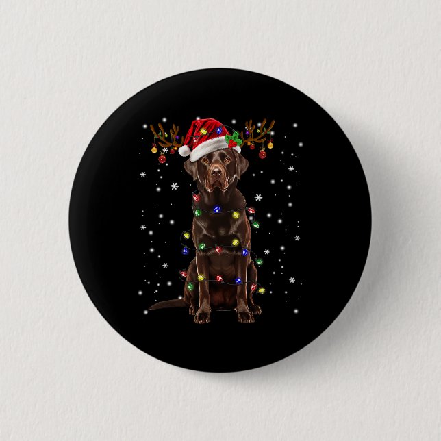 Schokolade Labrador Labrador Weihnachtsbaum Light  Button (Vorderseite)