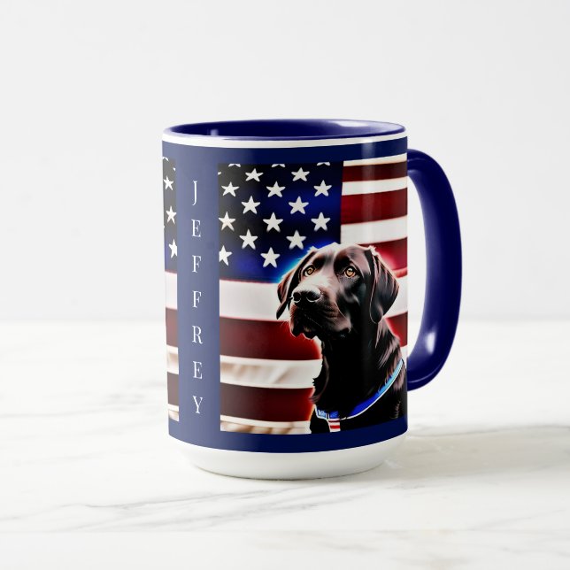 Schokolade Labrador mit amerikanischem Flag Patrio Tasse (VorderseiteRechts)