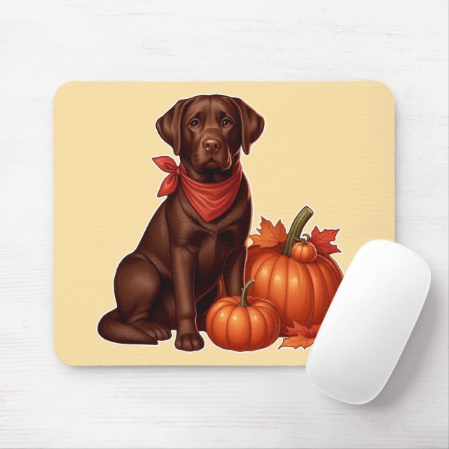Schokolade Labrador mit Red Bandana von Pumpkins Mousepad (Mit Mouse)