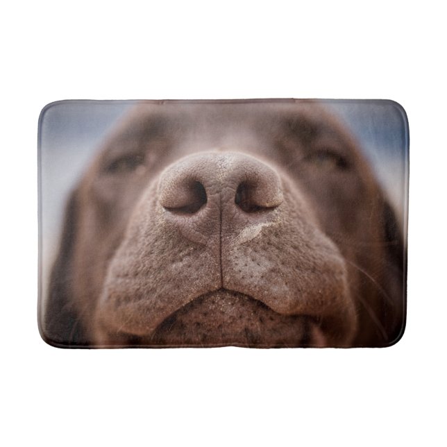 Schokolade-Labrador-Nase-Schließung Badematte (Vorderseite)