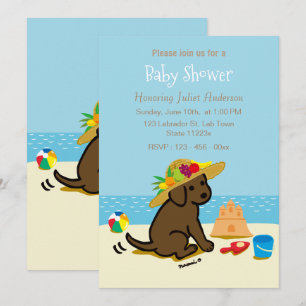 Schokolade Labrador Puppy-Strohhalm Kinderdusche Einladung