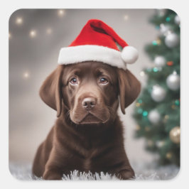 Schokolade Labrador Quadratischer Aufkleber