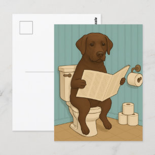 Schokolade Labrador Reading Newspapier auf der Toi Postkarte