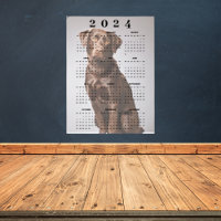 Schokolade Labrador Retriever 2024 Wall Calendar