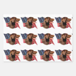 Schokolade Labrador Retriever American Flag Geschenkpapier Set