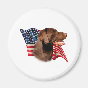 Schokolade Labrador Retriever American Flag Magnet