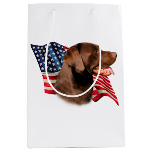 Schokolade Labrador Retriever American Flag Mittlere Geschenktüte